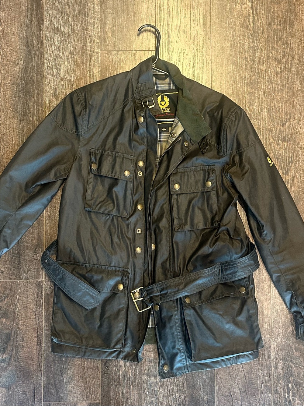 Belstaff Trialmaster Waxed Cotton Jacket Black & Green Size 44